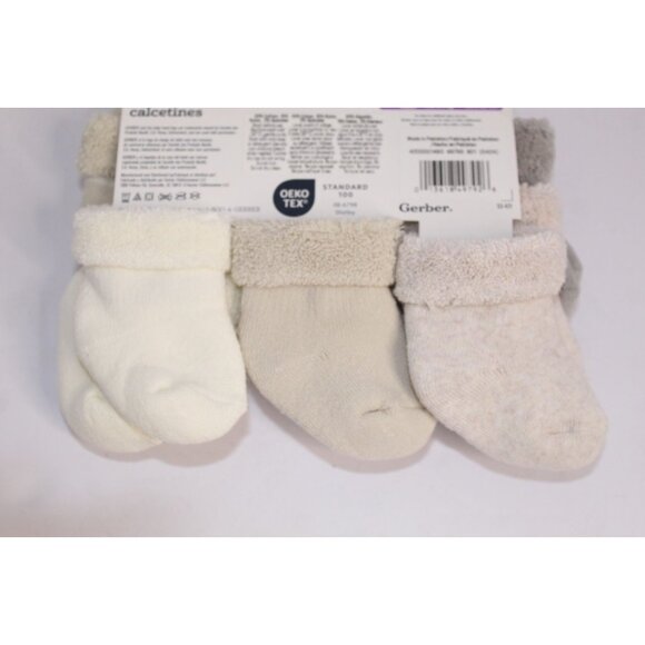Gerber Wiggle Proof Stay On Infant Bootie Socks 3-6 Months Beige Gray 6 Pack - Picture 4 of 7